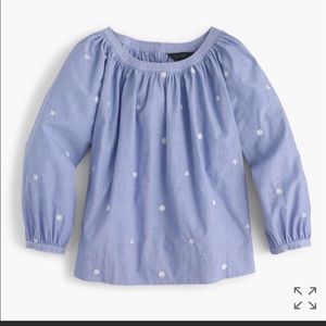 JCrew Embroidered  Blue Blouse